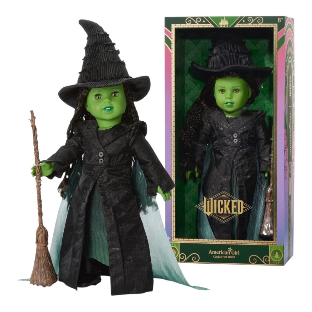 American Girl Wicked Elphaba Green Witch Doll with Black Outfit